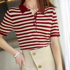 WinvyNee Summer Women 100% Cotton Striped Polo T Shirt Women Clother Tops Short Sleeve  Sweater Casual Basic Pullover A1002004 - Matrix-studios.com