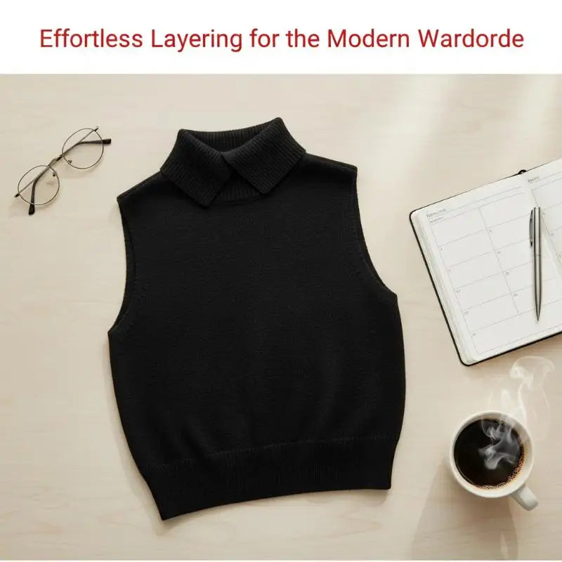 Autumn Winter Korean Solid Color Lapel Sleeveless Versatile Casual Knitted Vest For Women - Matrix Studios