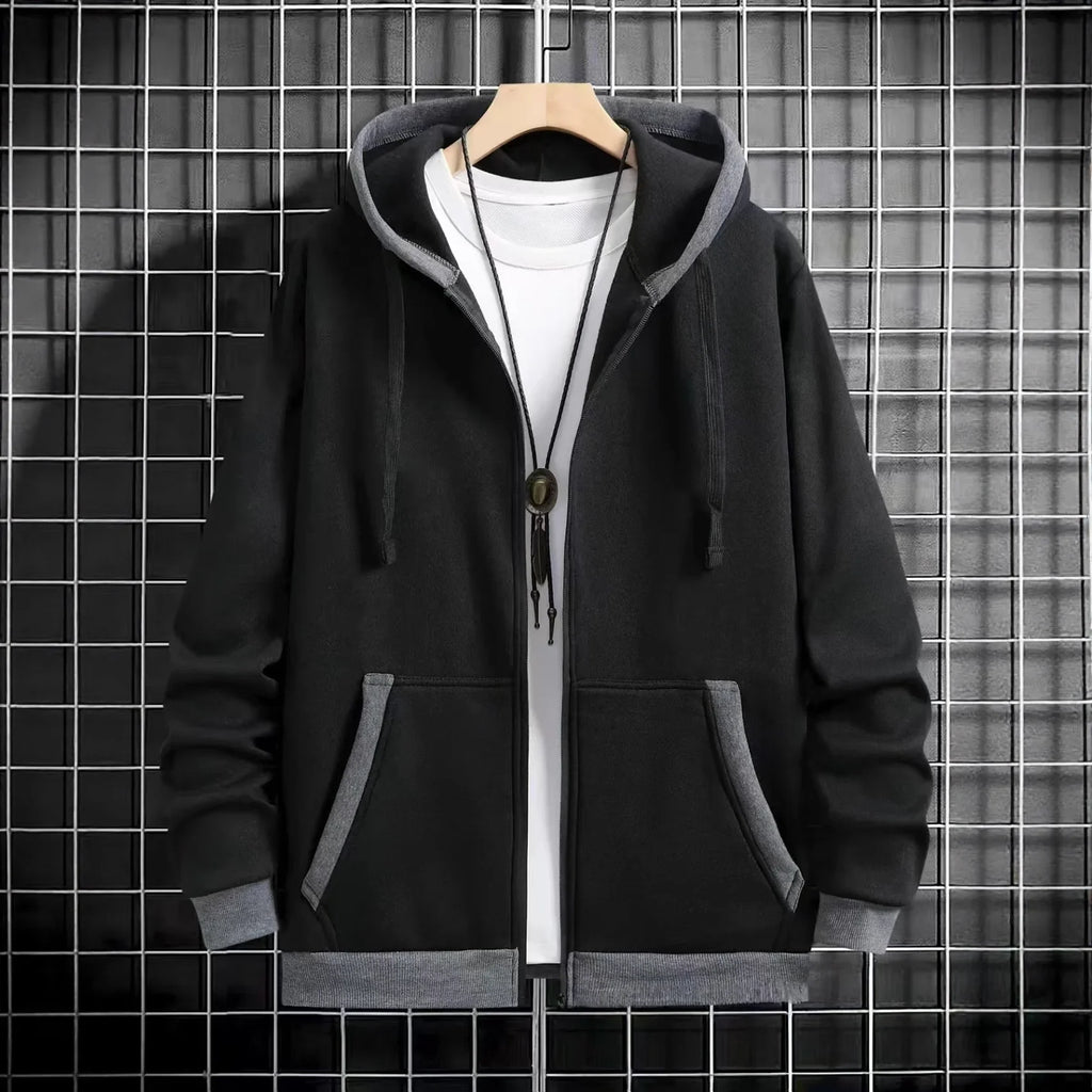 Thickened Men's Hooded Zipper Cardigan Casual Outerwear Fashionable Sweatshirt Autumn Winter New Arrival Cross-Border Style - Matrix Studios