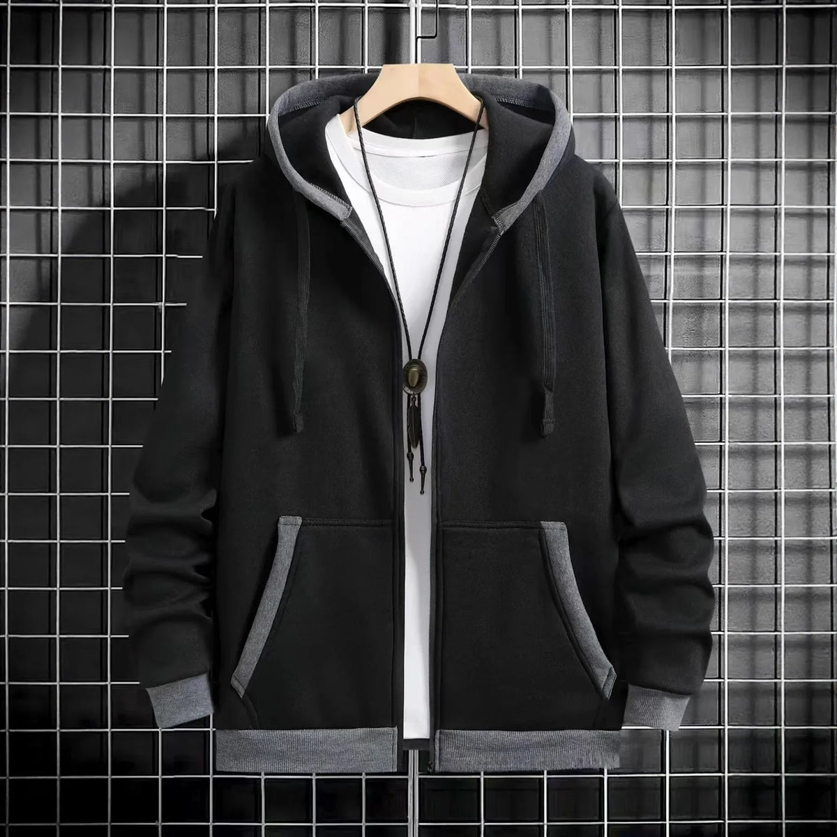 Thickened Men's Hooded Zipper Cardigan Casual Outerwear Fashionable Sweatshirt Autumn Winter New Arrival Cross-Border Style - Matrix Studios