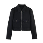 SLTNX Women's Zipper Jacket Coat New Winter Long Sleeve Pocket Outerwear Coat Short Street Elegant Women's Jacket - Matrix-studios.com