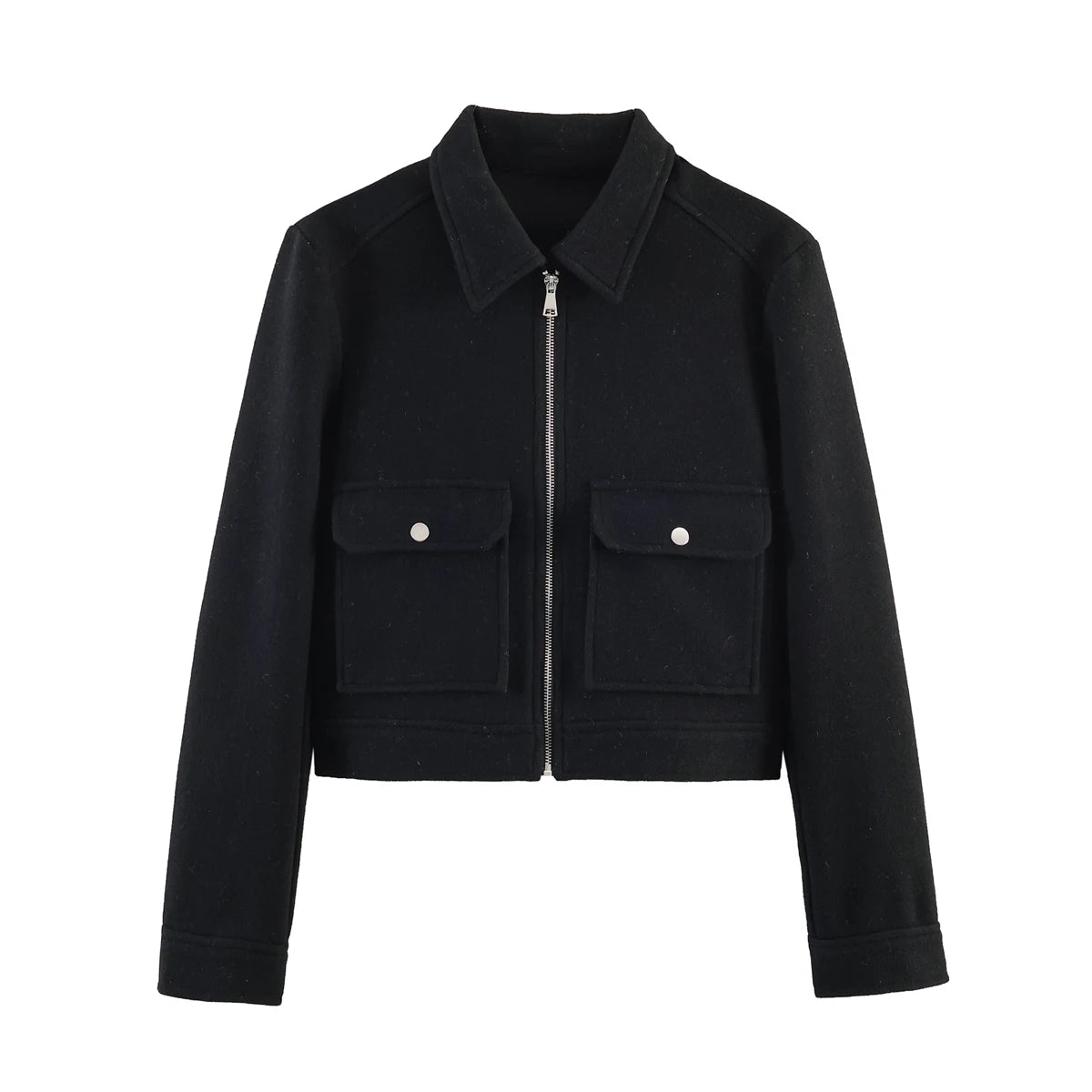 SLTNX Women's Zipper Jacket Coat New Winter Long Sleeve Pocket Outerwear Coat Short Street Elegant Women's Jacket - Matrix-studios.com