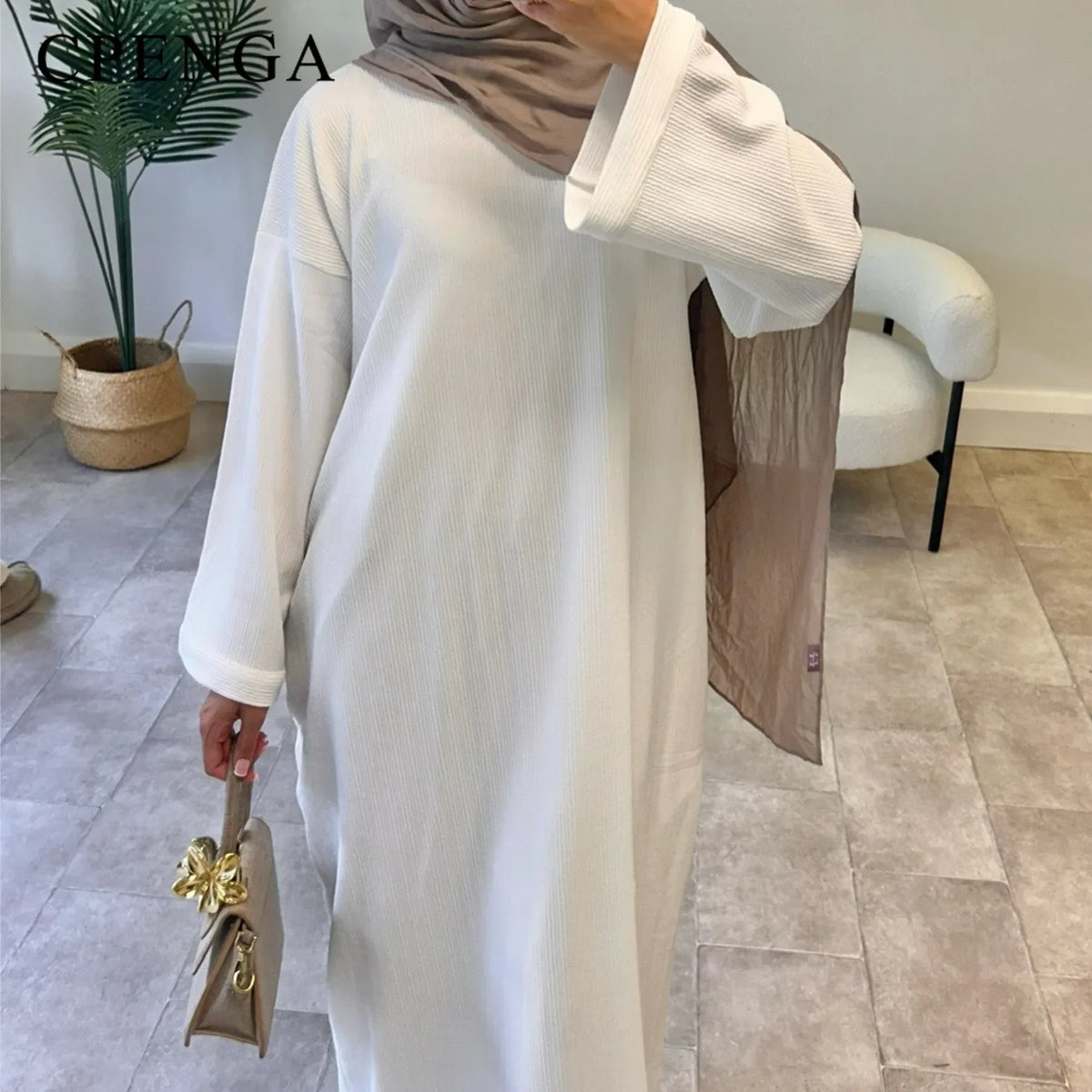 Warm Arabic Corduroy Abaya Dress for Women Ramadan Dubai Women Modest Muslim Coat Winter Islam Clothing New Turkey Solid Robe - Matrix-studios.com