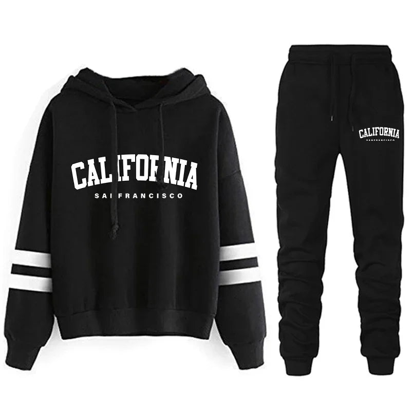 California Womens Tracksuit Casual Stripe Versatile Hooded Sweatshirt or Pants or Suit Simplicity Hot Sales Street Outfits S-3XL - Matrix-studios.com