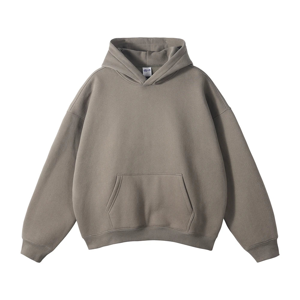 ZODF New Thick 350gsm Fleece Hooded Hoodies For Men Unisex Winter Oversized Loose Basic Solid Sweatshirts Pullovers Coats HY0631 - Matrix Studios