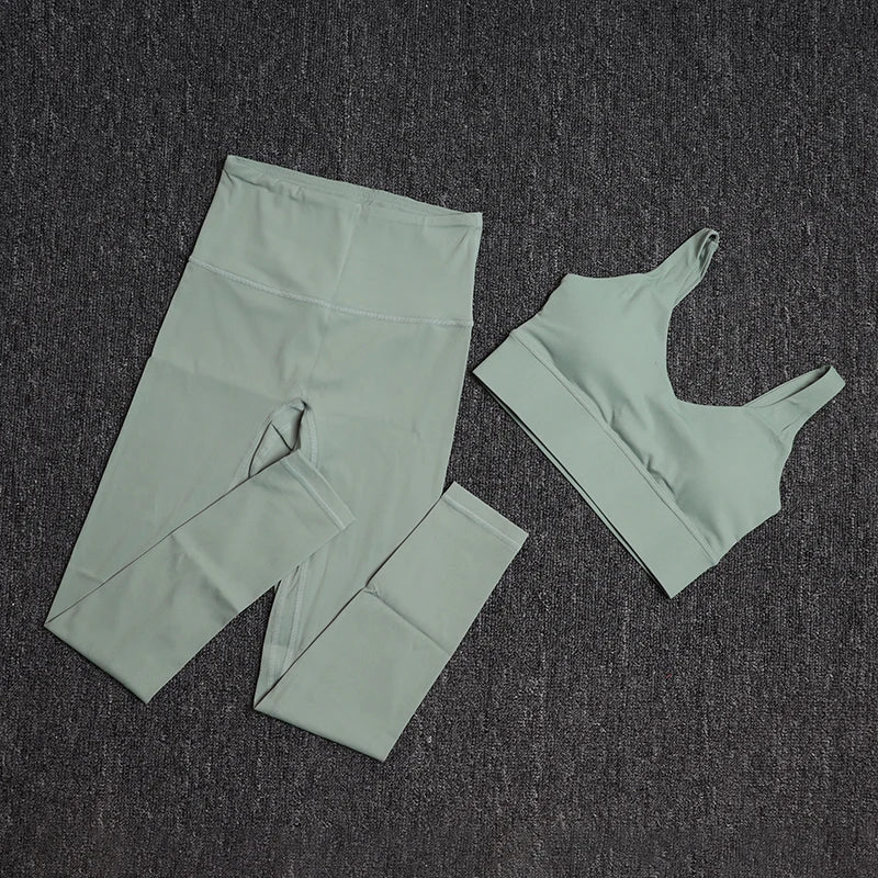 TRY TO BN Gym Sets Woman 2 Piece Sports Bra High Waisted Leggings Fitness Sportswear Women's Tracksuit Yoga Wear Workout Clothes - Matrix-studios.com