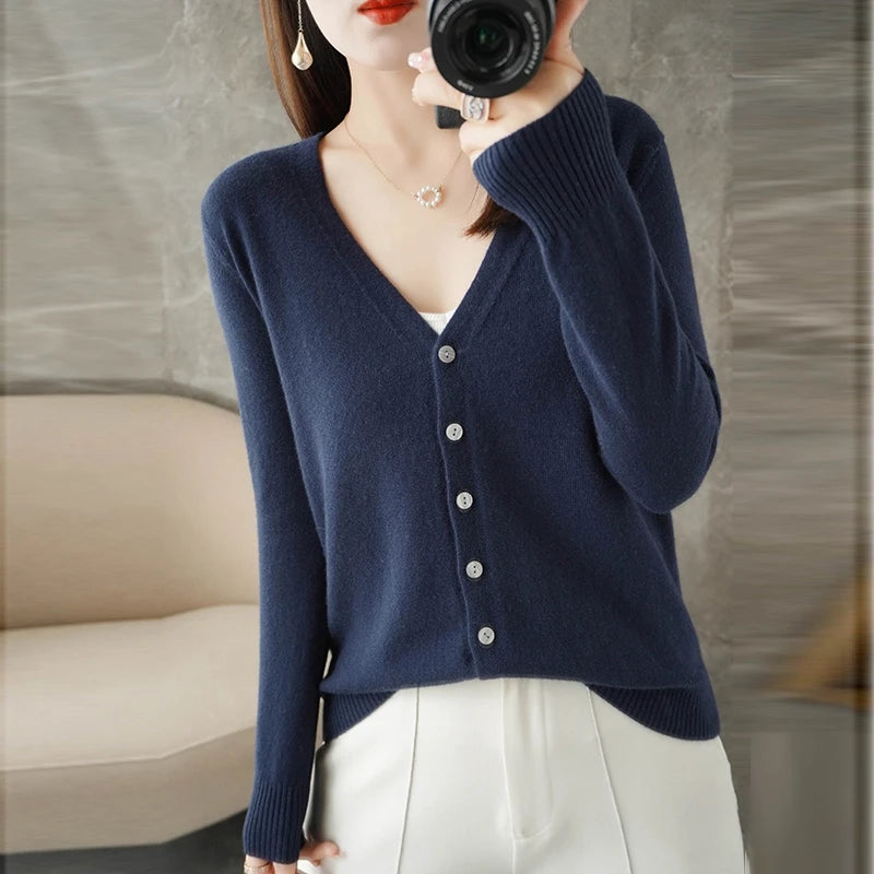 2026 New V-Neck Temperament Small Fragrant Wind Women Loose Sweater Coat Special Offer Cardigan ZHI D035 - Matrix Studios