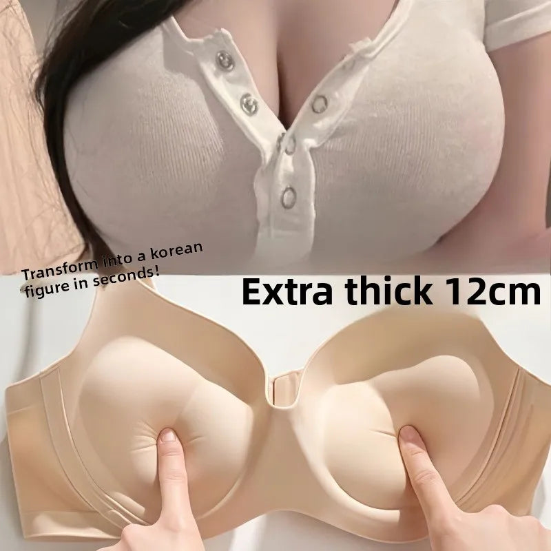 Korean Manga Style 12CM Push-Up Bra Seamless Nude One-Piece Round Bra for Small Bust AB Cup Women Lingerie Comfy Soft Invisible - Matrix Studios