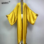 WINYI Kimono Boho Monocolour Kaftans Beach Wear Elegant Купальник Holiday Beach Outfits for Women Cover Ups Comfortable Dress - Matrix Studios