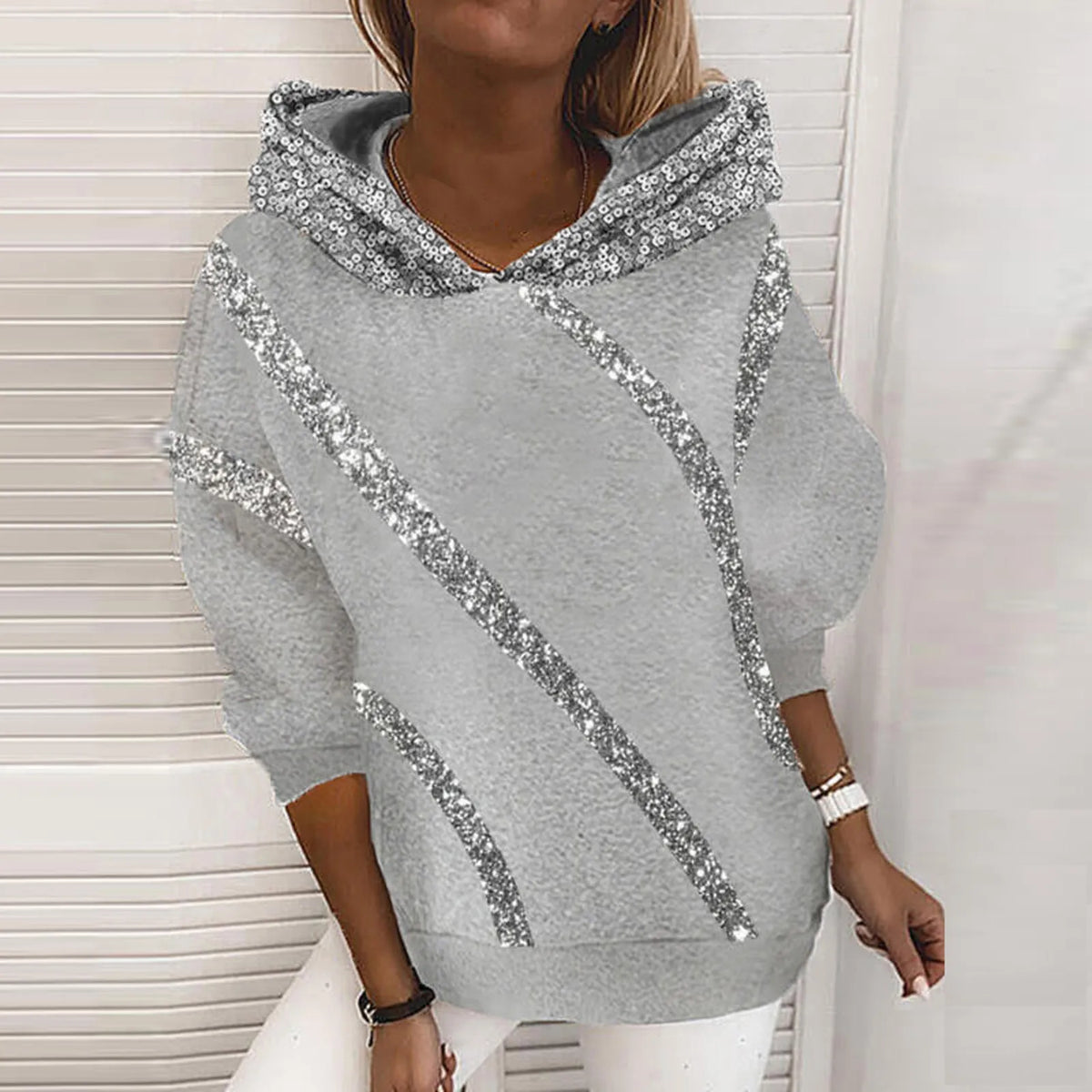 Fashion Trend Autumn and Winter Pop Hot Sequins Printed Loose Hoodie Woman - Matrix Studios