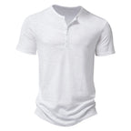 Henley Collar Summer Men Casual Solid Color Short Sleeve T Shirt for Men Polo men High QualityMens T Shirts - Matrix Studios