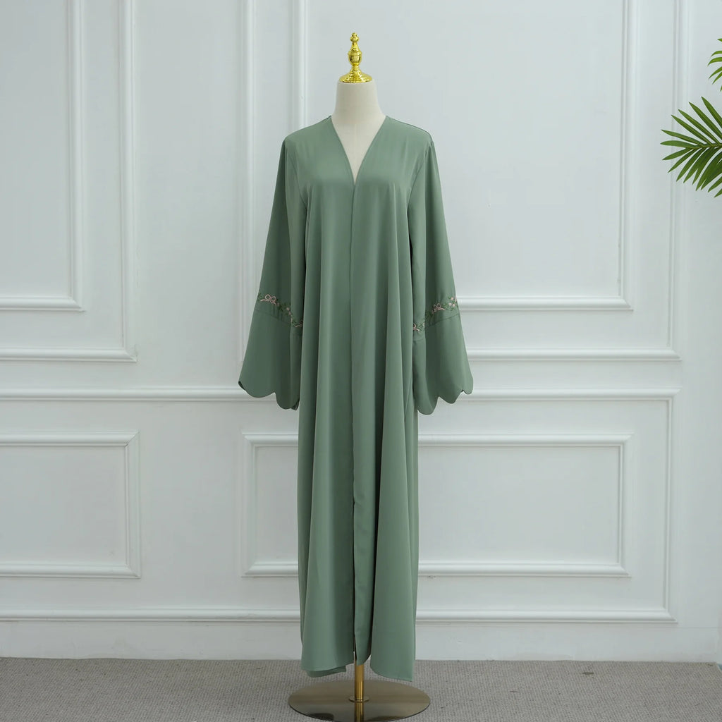 Luxurious Floral Embroidery Hijab Dress for Muslim Women Elegant Dubai Modest Abaya Eid Islam Party Jalabiya Turkey Kaftan Robe - Matrix-studios.com