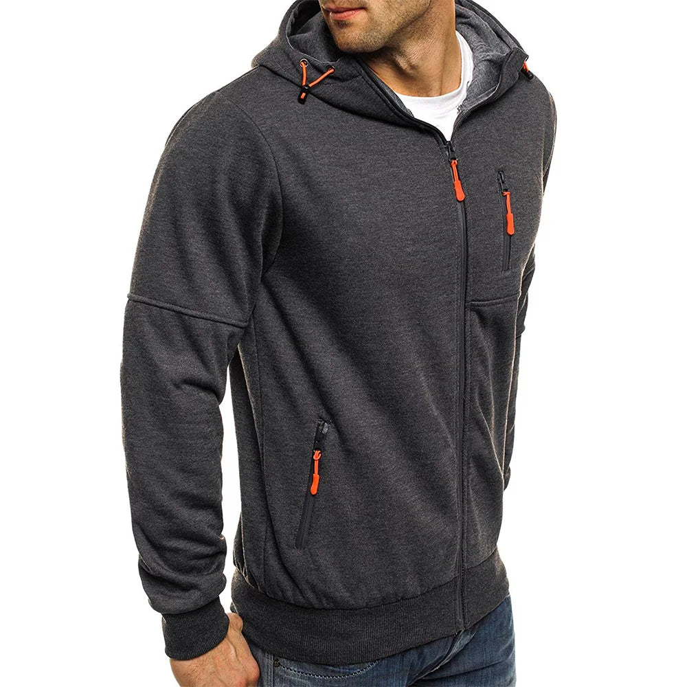 Men's Sweater Cardigan Hooded Jacket Zipper Pocket Jacquard Jacket Sports Fitness Outdoor Leisure Running Solid Color Sportswear - Matrix Studios