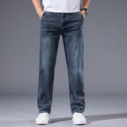 Men's Loose Straight Leg Jeans Retro Washed Elastic Casual Pants Suitable for All Seasons Versatile Pants - Matrix Studios