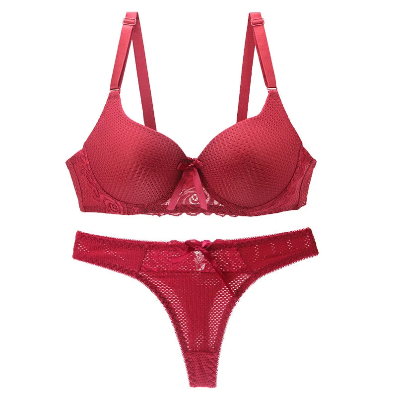 2025 New Sexy Bra Set Sexy Thong BCDE Push Up Women's Underwear Panties Blue Red Pink Beige White Black Lingerie - Matrix-studios.com