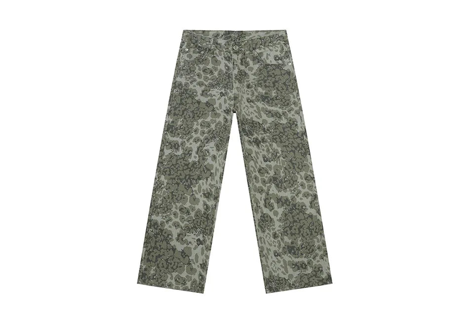 2025 Four Seasons Men's Youth Popular Multi color Pattern Camouflage Pants Basic Versatile Straight Wash Casual Cowboy Pants - Matrix Studios