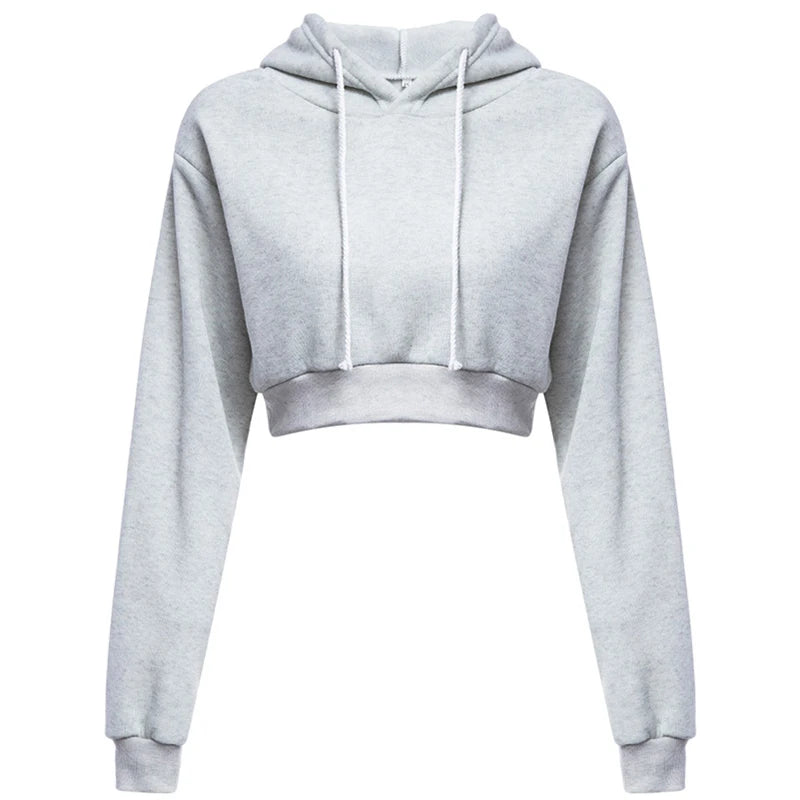 New Fashion Women Hoodie Sweatshirt Short Top Coat Sport Pullover Hooded Tops Female Autumn Winter Clothes Crop Top Hoodie - Matrix Studios