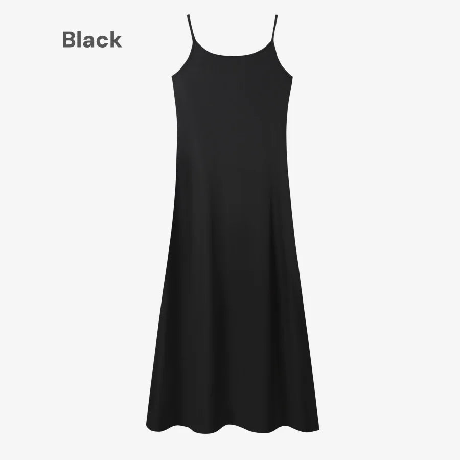 AS AW25 elegance slip satin dress + knitting cross top +mockneck woman clothing set adjustable maxi floor length - Matrix-studios.com