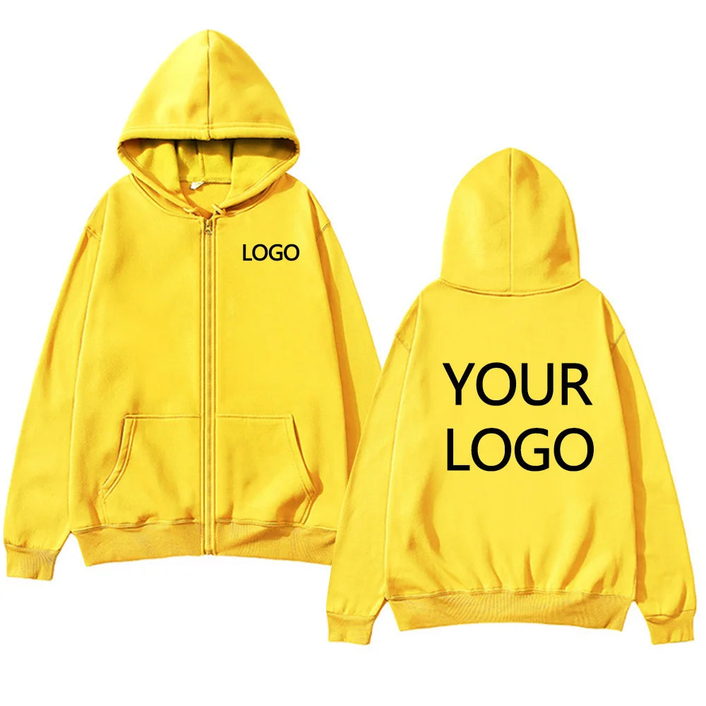 DIY Personalised customised logo, men's street hoodie, zip front sports sweatshirt, women's casual knitted hoodie, couple's gift - Matrix Studios