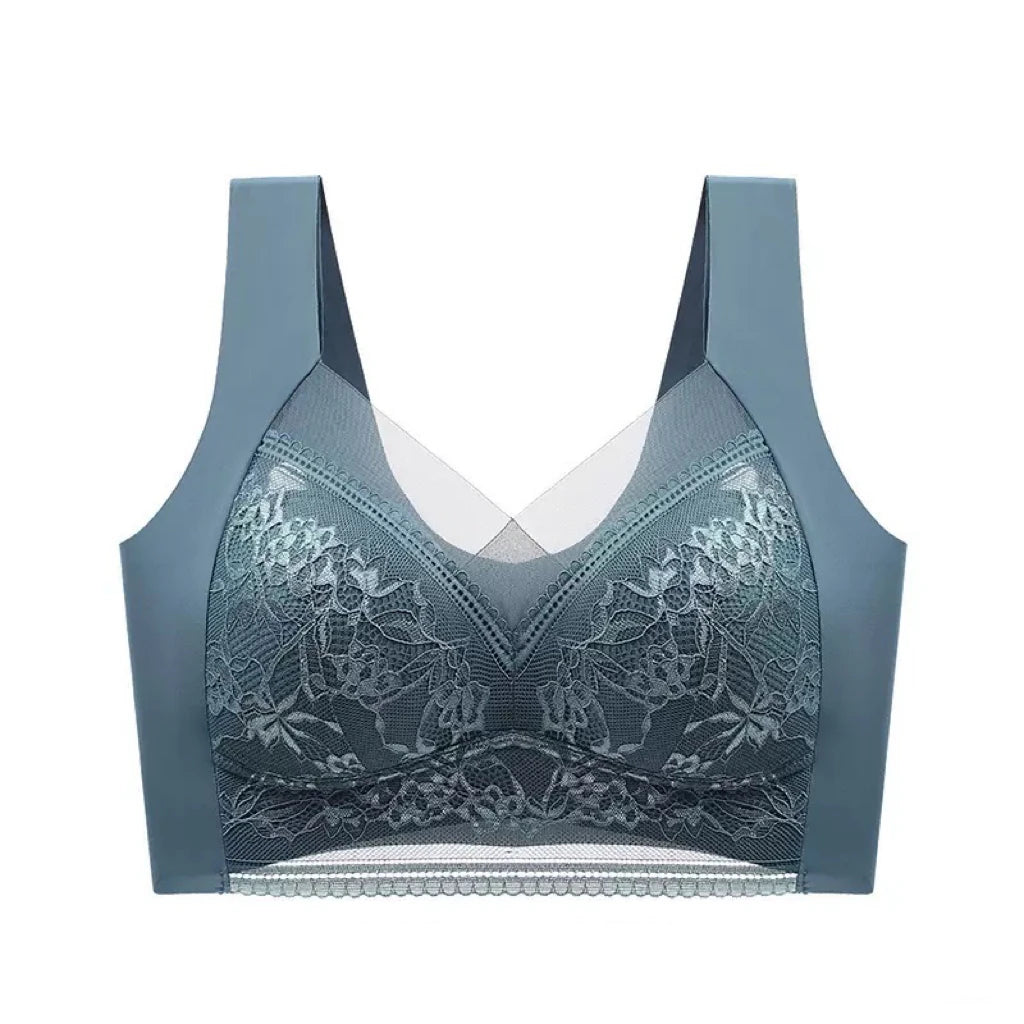 1pcs Women Lace Plus Size Bra Basic Anti Sagging Thin Vest With Padded Female Brassier Lady Ice Silk Seamless Comfort Breath Bra - Matrix Studios