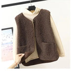 Lamb's Fleece Vests Jacket New Spring Autumn Women Button Waistcoat Winter Warm Fleece Sleeveless Outwear Female - Matrix Studios