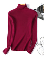 Casual Soft Polo-neck Jumper New Autumn Winter Women Knitted Turtleneck Sweater Fashion Slim Elasticity Solid Ribbed Pullovers - Matrix Studios