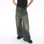 IEFB Summer Men's Denim Pants Old Blue Washed Male Jeans Straight Casual Menwear Loose Wide Leg Trousers New Fashion 9C354 - Matrix Studios