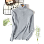 Casual Soft Polo-neck Jumper New Autumn Winter Women Knitted Turtleneck Sweater Fashion Slim Elasticity Solid Ribbed Pullovers - Matrix Studios