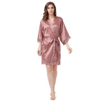 Bride Bridesmaid Lace Silky Satin Loungewear Monring robe  A9007 - Matrix-studios.com
