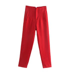 Willshela Women Fashion Straight Pants High Waist Front Zipper Trousers Vintage Full Length Female Chic Lady - Matrix-studios.com
