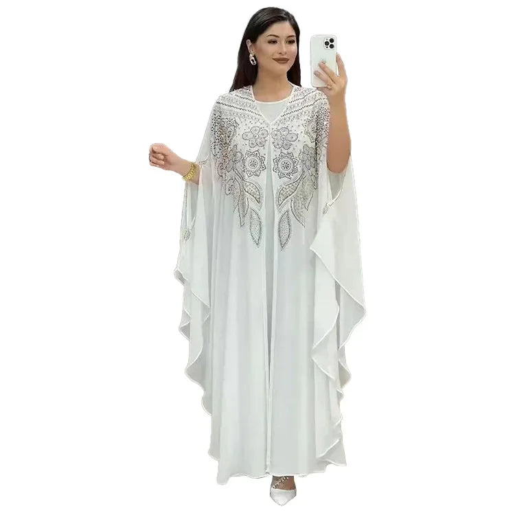 2 PCS Set Plus Size African Party Dresses for Women Chiffon Boubou Ankara Dashiki Outfit Dubai Kaftan Abaya Robe Marocaine Femme - Matrix-studios.com