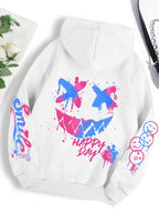 New Autumn Men's Personalized Smiling Face Print Comfortable Breathable Hooded Sweatshirt Outdoor Street Fashion Hooded Sweatshi - Matrix Studios