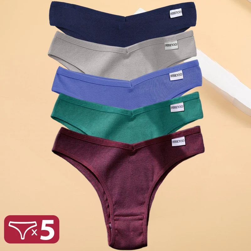 5PCS/Set Cotton Lingerie Panties Sexy Underwear Women Briefs Tangas Female Underpants Pantys Thong Panties Bikini Solid 13 Color - Matrix Studios