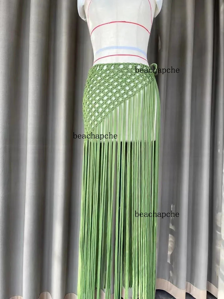 Beachapche Hand Crochet Tassel Skirts Women Fashion Sexy Side High Knitted  Beach Cover Ups - Matrix-studios.com