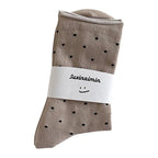 Women's spring summer thin vintage cream curled-edge women's socks polka dot mid-tube socks artistic socks women - Matrix Studios