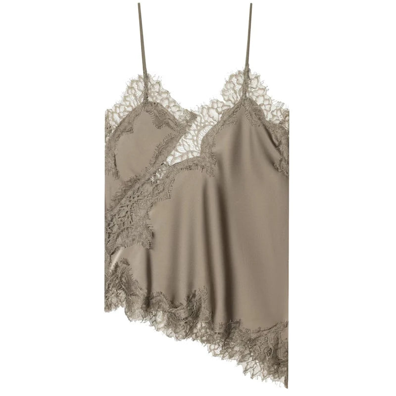 HXAO Asymmetrical Slip Top Women Summer 2025 Y2K Tanks & Camis Lace Black Off Shoulder Top Elegant Sleeveless Backless Camisole - Matrix-studios.com