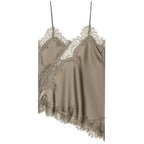 HXAO Asymmetrical Slip Top Women Summer 2025 Y2K Tanks & Camis Lace Black Off Shoulder Top Elegant Sleeveless Backless Camisole - Matrix-studios.com