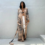 Long Kimono Swimsuit Cover up for Women Stylish Tie Dye Open Front Beach Outfits Bathing Suit - Matrix Studios