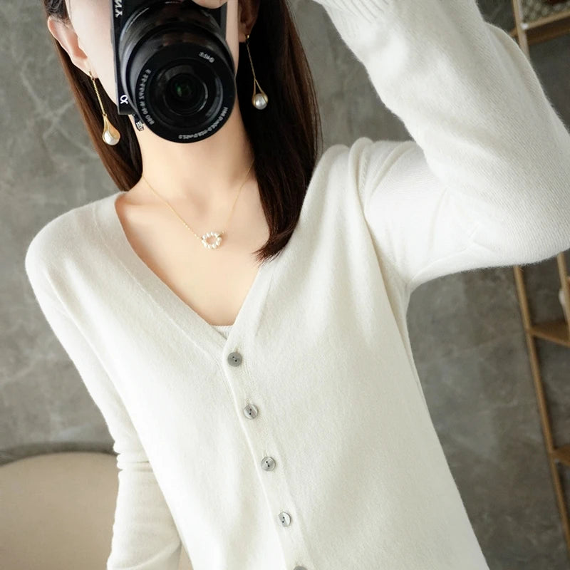 2026 New V-Neck Temperament Small Fragrant Wind Women Loose Sweater Coat Special Offer Cardigan ZHI D035 - Matrix Studios