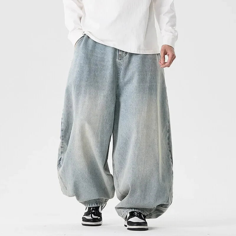 Spring Men Streetwear Denim Pants Men Harajuku Washed Baggy Jeans Men Y2K Fashion Punk Casual High Waist Wide Leg Pants - Matrix Studios