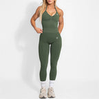 Women's Yoga Set Bum Balance Fitted Halter Tops & Shaping Pants 2pcs Yoga Sportwear Workout Gym Clothing High Waist Leggings Set - Matrix-studios.com