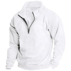 Autumn and winter new men's fleece sweatshirt stand-up collar half zipper long sleeve cross-border European trend men's top - Matrix Studios