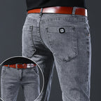 New style jeans, men's slim fit, Korean style comfortable straight leg elastic gray mid waist pants, men's casual denim pants - Matrix Studios