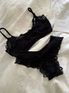 Lace Bra Set Woman Adjusted-strap Seamless Bras+Low Waist Panties Female Casual Simple Solid High Elasticity Lingerie Sets - Matrix-studios.com