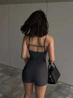 Solid Backless Tank Bodysuit Sexy Hot Camisole Top Jumpsuit Women's Bodycon Summer Black Sleeveless Slim Rompers Y2k Clothing - Matrix Studios