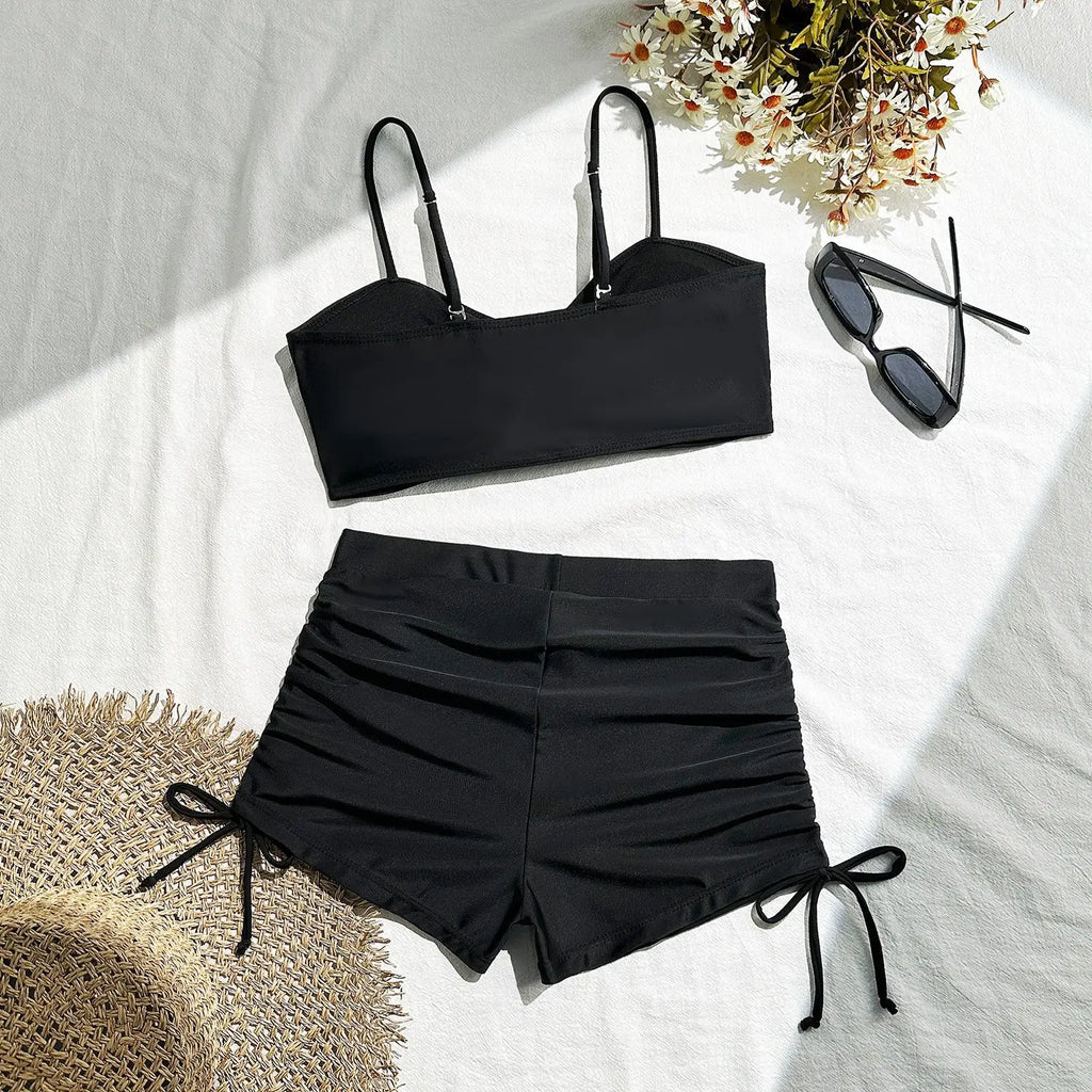 Sexy Swimwear Women Strapped Push Up Tankini Set Brazilian Lady Swimsuit High Waist Bikini Set Beach Wear Bathing Suit - Matrix-studios.com