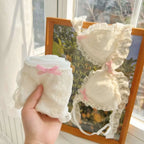 Japanese girl underwear female sweet cute pure desire without underwire bow lace edge thin bra set - Matrix-studios.com