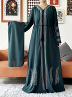 New Women Elegant Dress Chiffon Open Abaya with Zipper Muslim Women Dress Islamic Clothing Cardigan Abaya Women Muslim Dress - Matrix-studios.com