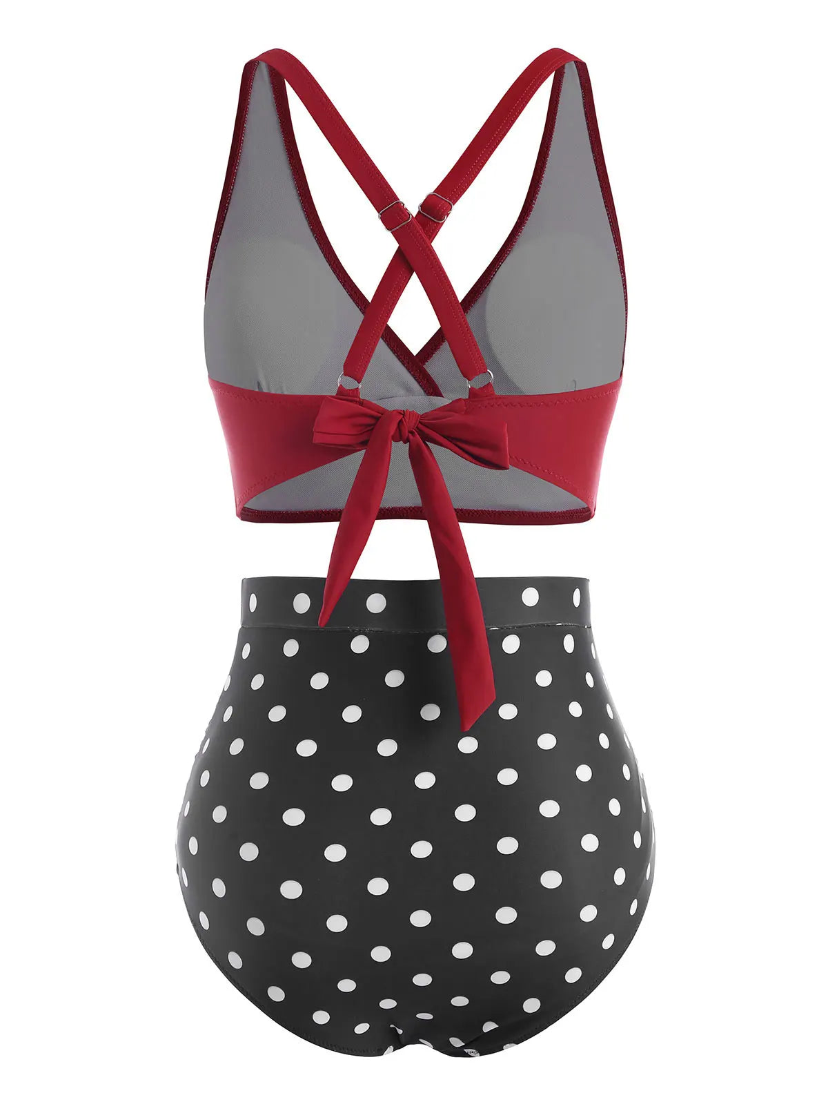 Dressfo 2025 Women's Tummy Control Tankini Sets Swimsuit Vintage Swimwear Polka Dot Ruched Crisscross Summer Beach Bathing Suit - Matrix-studios.com