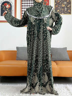 2023 Muslim Solid Cotton Abaya For Women Ramadan Prayer Garment Joint Hat Dubai Turkey Middle East Femme Robe Floral Loose Dress - Matrix-studios.com